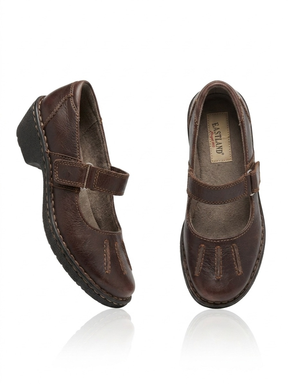 Eastland Women's 6M Brown Leather Slip On Mary Jane Comfort Shoes 3103-02